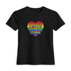 LGBTQ+ Rainbow Heart Tee — “I Love Who I Love” Women's Fitted Shirt