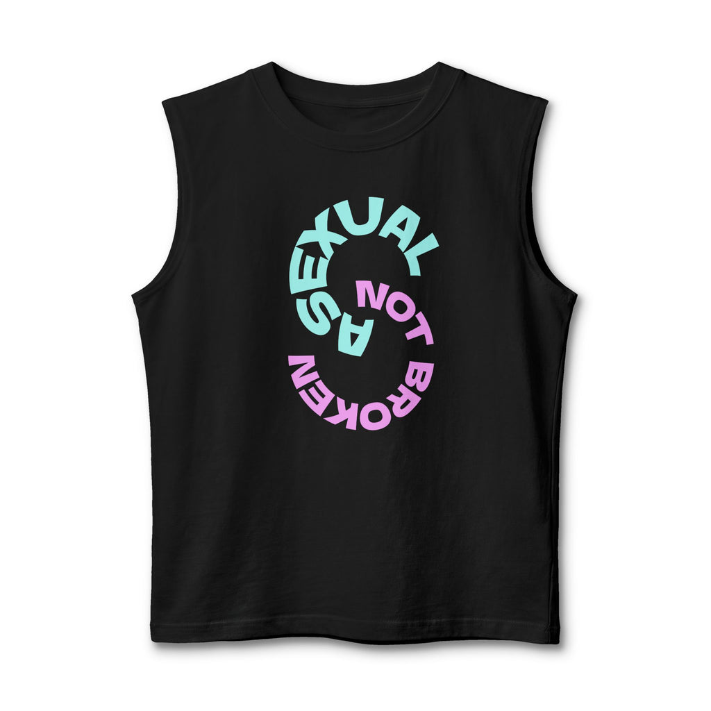 "Not Broken, Asexual" Muscle Tank — Asexual Pride Graphic Tank Top