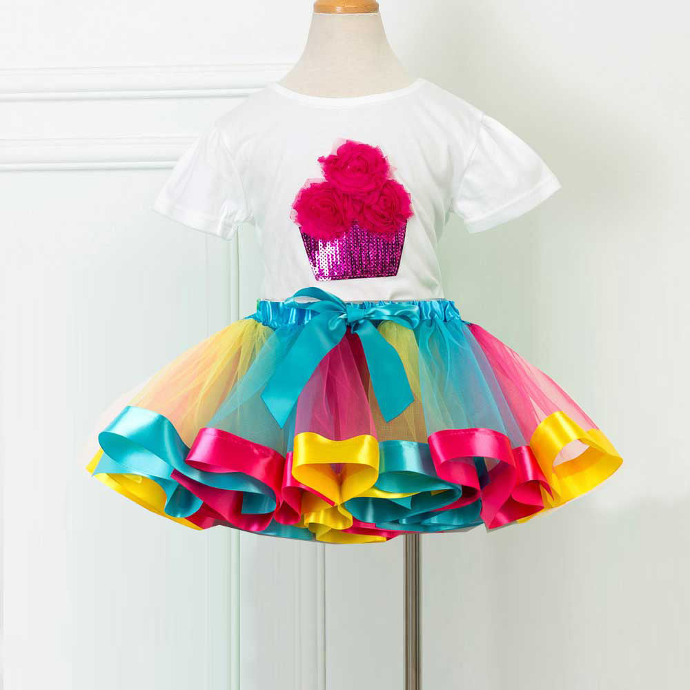 Rainbow Sequin Skirt Set (Kids)