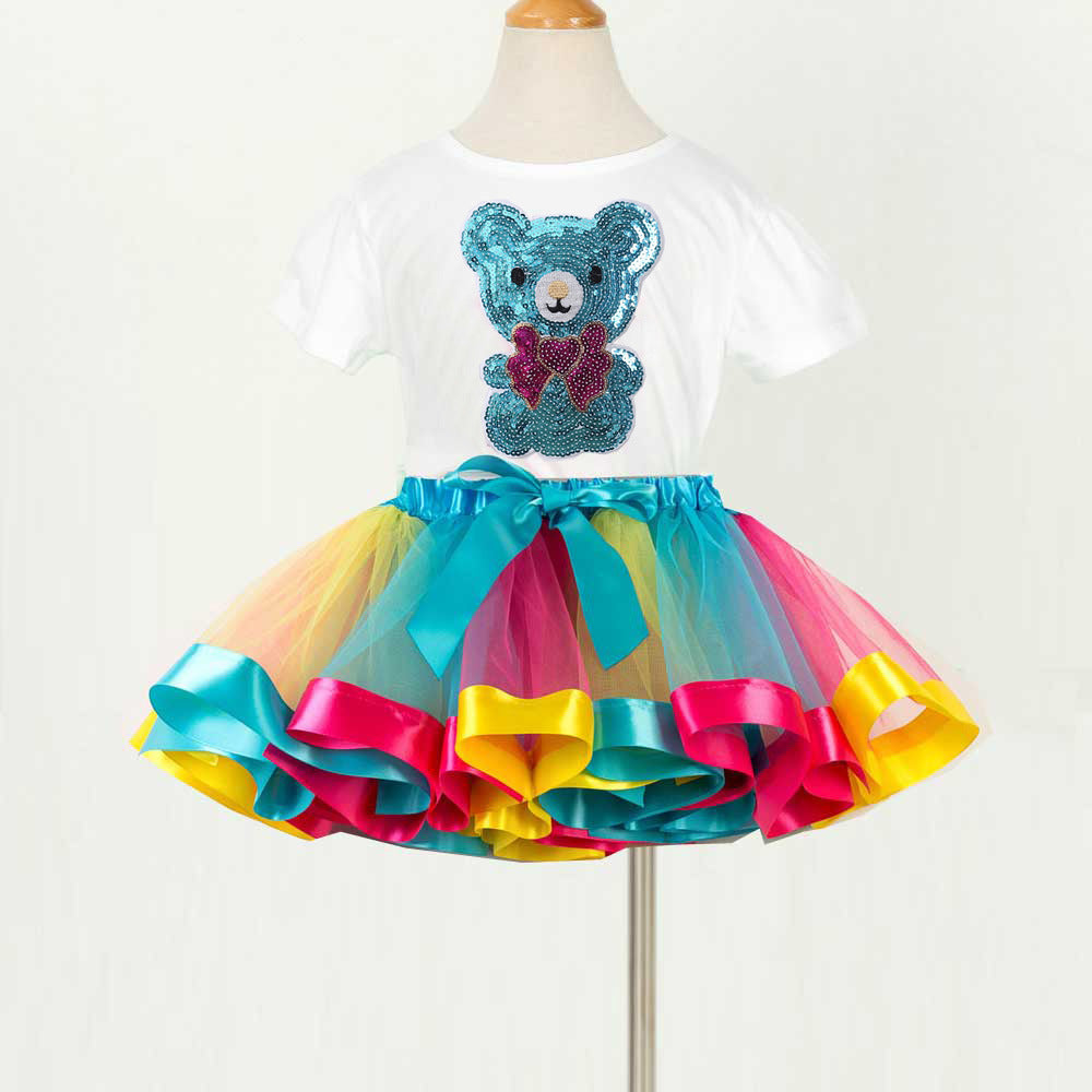 Rainbow Sequin Skirt Set (Kids)
