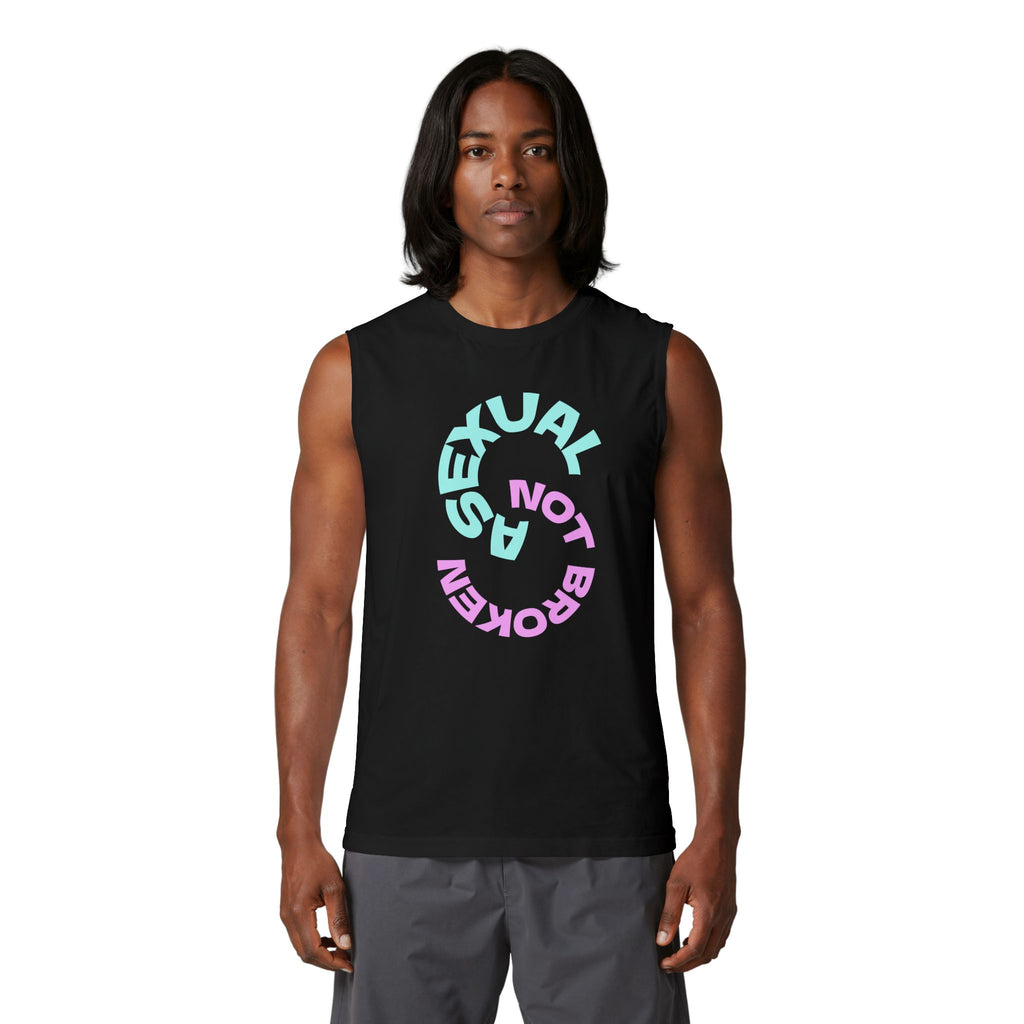 "Not Broken, Asexual" Muscle Tank — Asexual Pride Graphic Tank Top