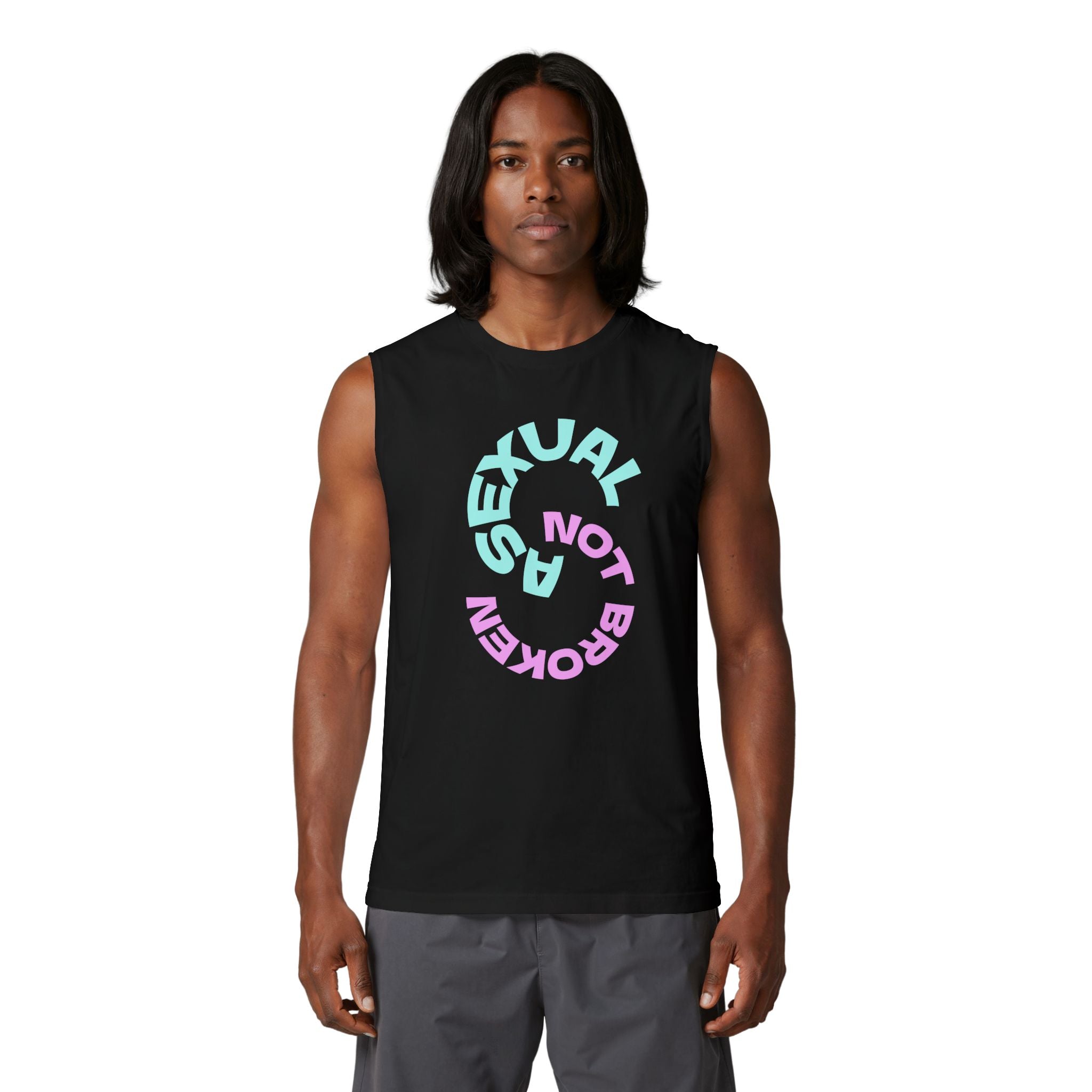 "Not Broken, Asexual" Muscle Tank — Asexual Pride Graphic Tank Top