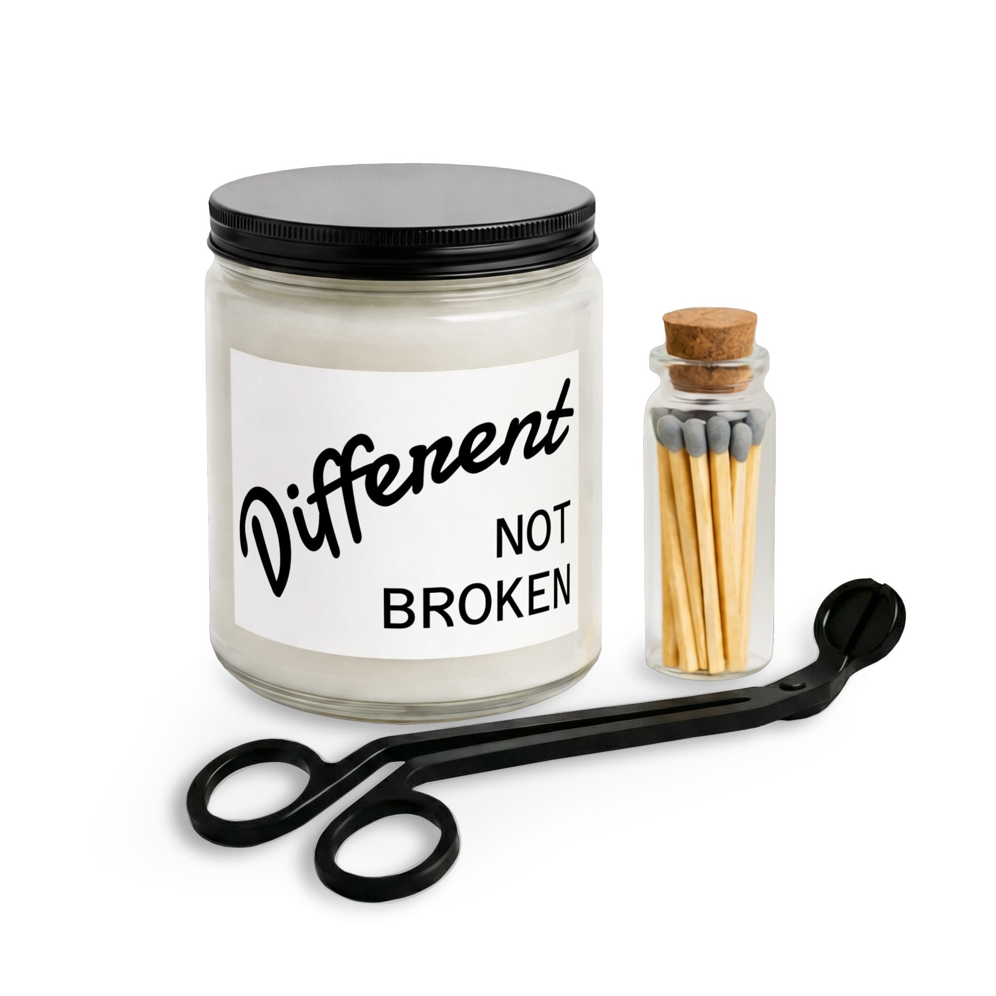 Different Not Broken Scented Candle Set with Matches & Wick Trimmer