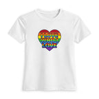 LGBTQ+ Rainbow Heart Tee — “I Love Who I Love” Women's Fitted Shirt