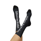 "Different, Not Broken" Sublimation Socks - Black Inspirational Crew Socks