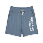 Fleece Sweat Shorts — Lightweight Garment-Dyed Lounge Shorts with 'Different Not Broken' Side Print