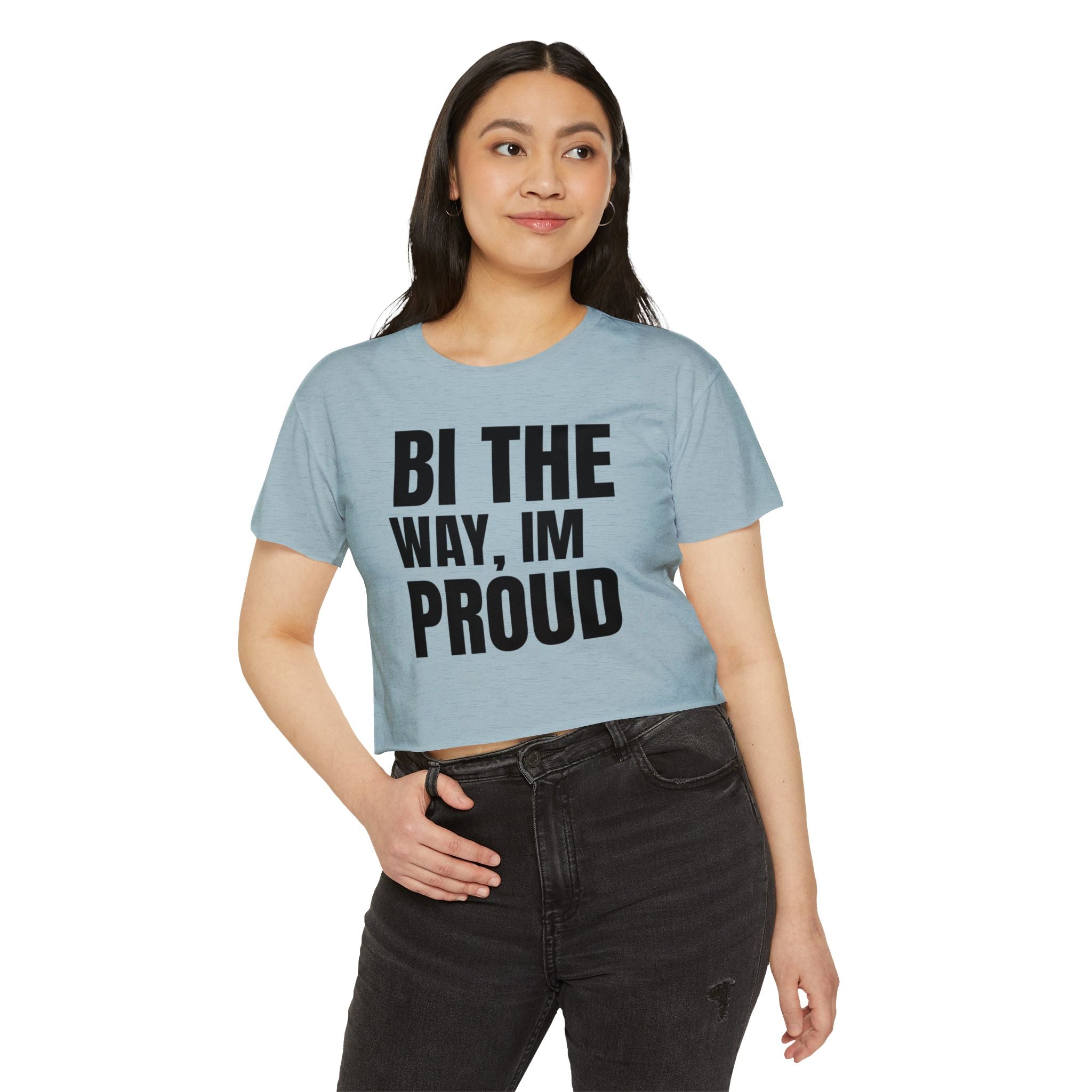 Bi The Way, I'm Proud l Stonewash Denim Crop Top