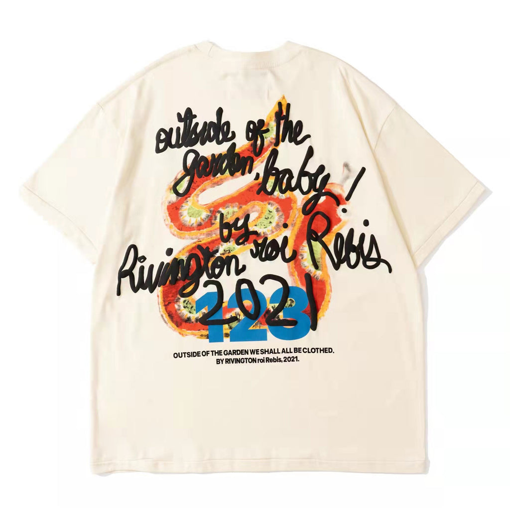 Rainbow Snake Print Drop-Shoulder Tee