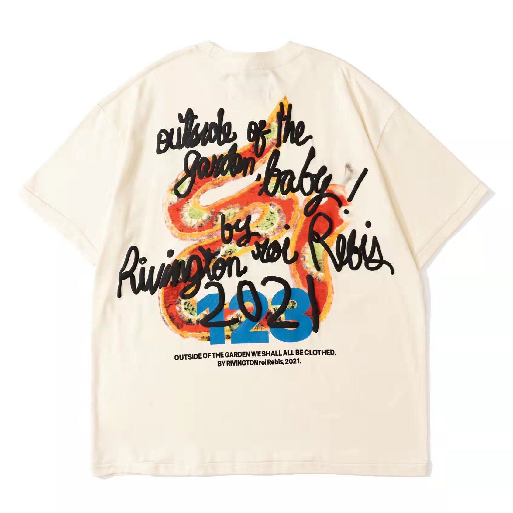 Rainbow Snake Print Drop-Shoulder Tee