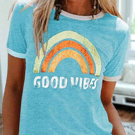 Good Vibes Rainbow Graphic Tee