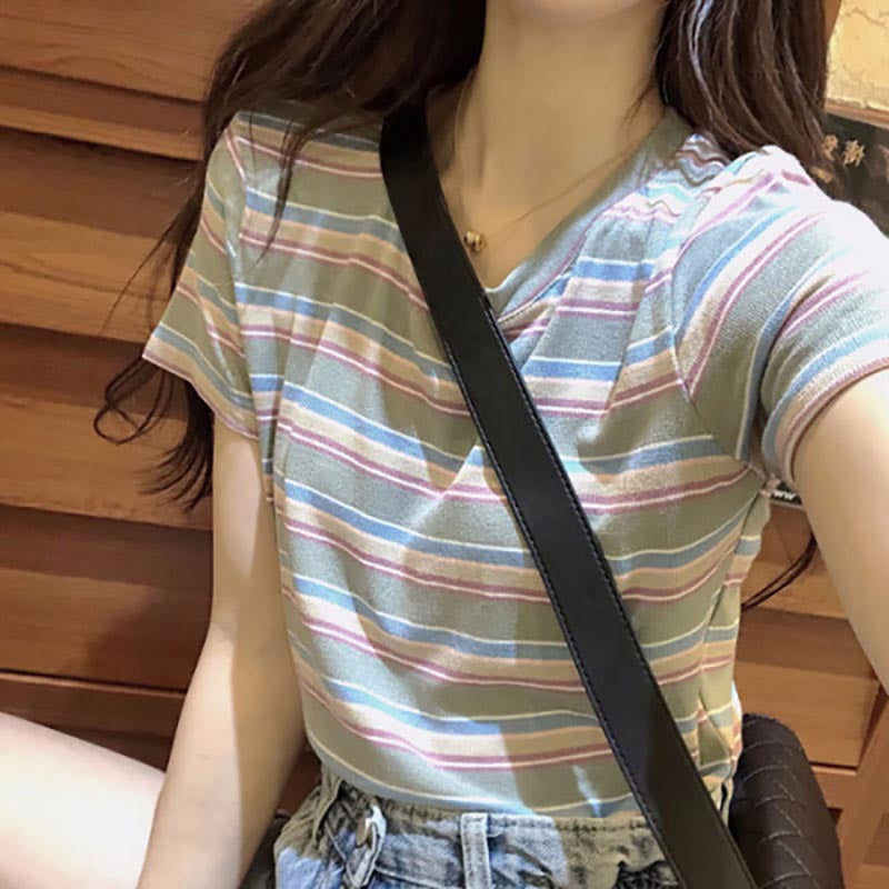 Rainbow Stripe Crop Top