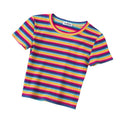 Rainbow Stripe Polo Crop Top