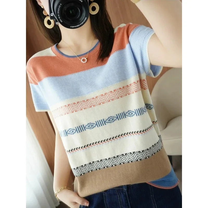 Rainbow Knit Stripe Top