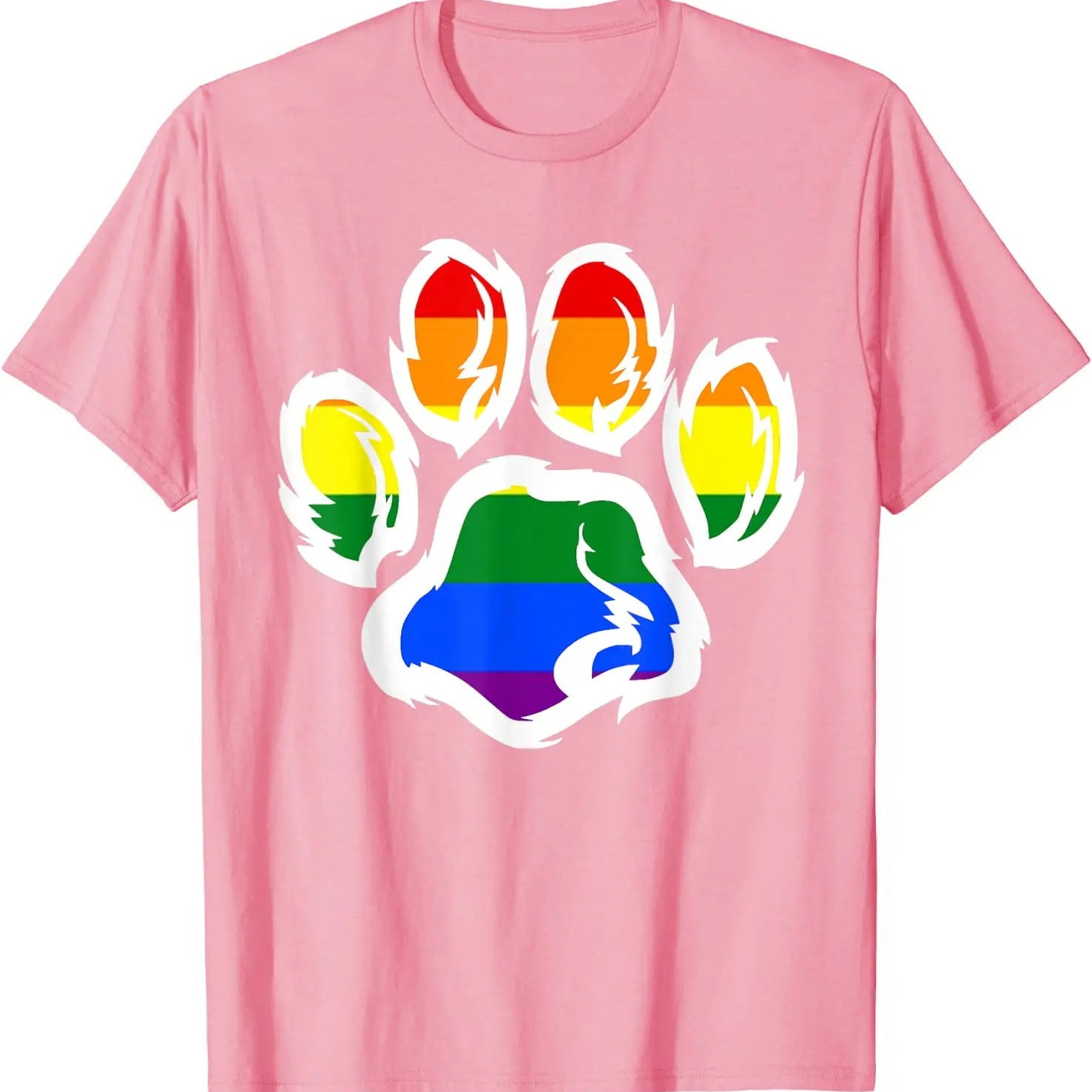 Rainbow Paw Print Cotton Tee