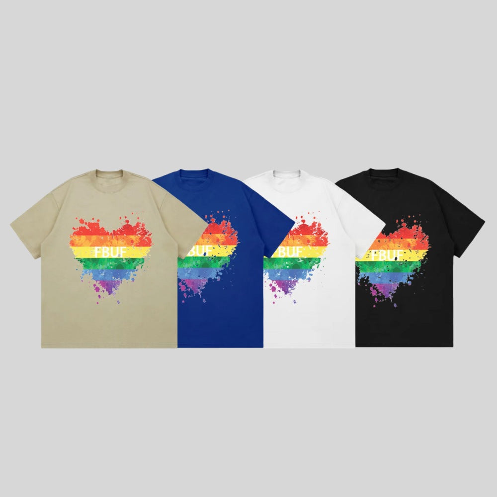 Rainbow Heart Print Tee