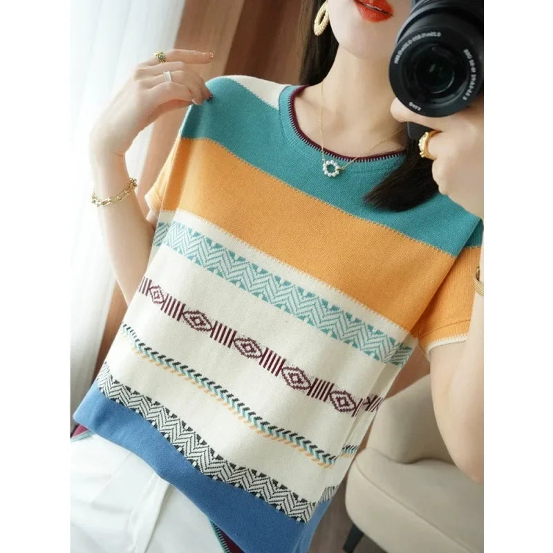 Rainbow Knit Stripe Top