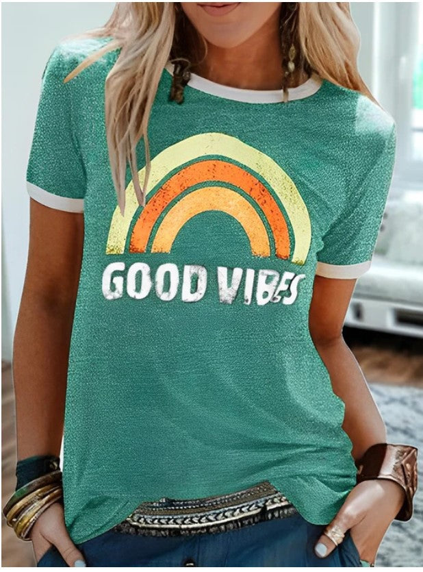 Good Vibes Rainbow Graphic Tee
