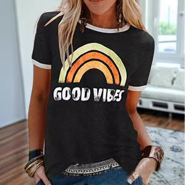 Good Vibes Rainbow Graphic Tee