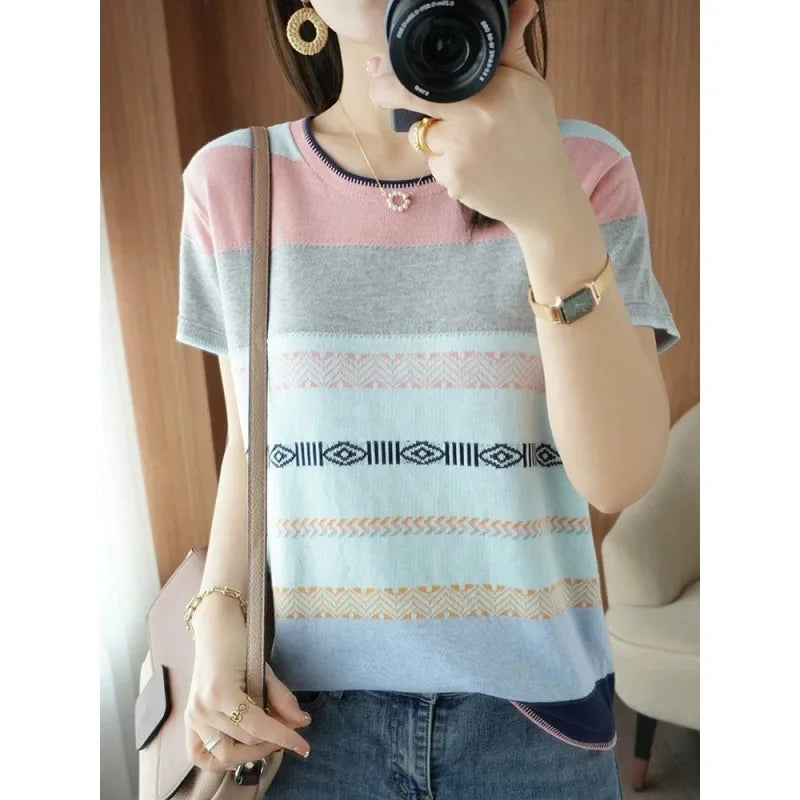 Rainbow Knit Stripe Top