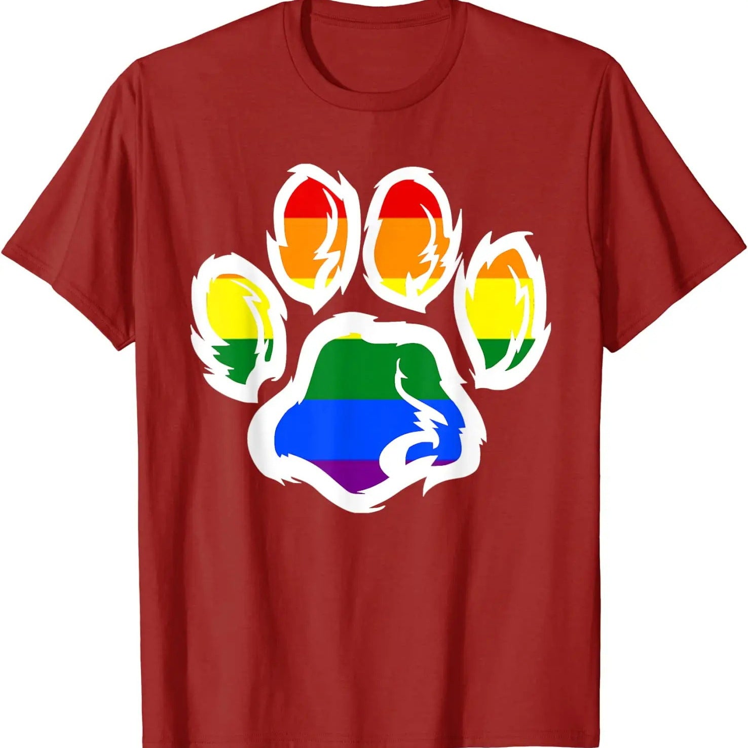 Rainbow Paw Print Cotton Tee