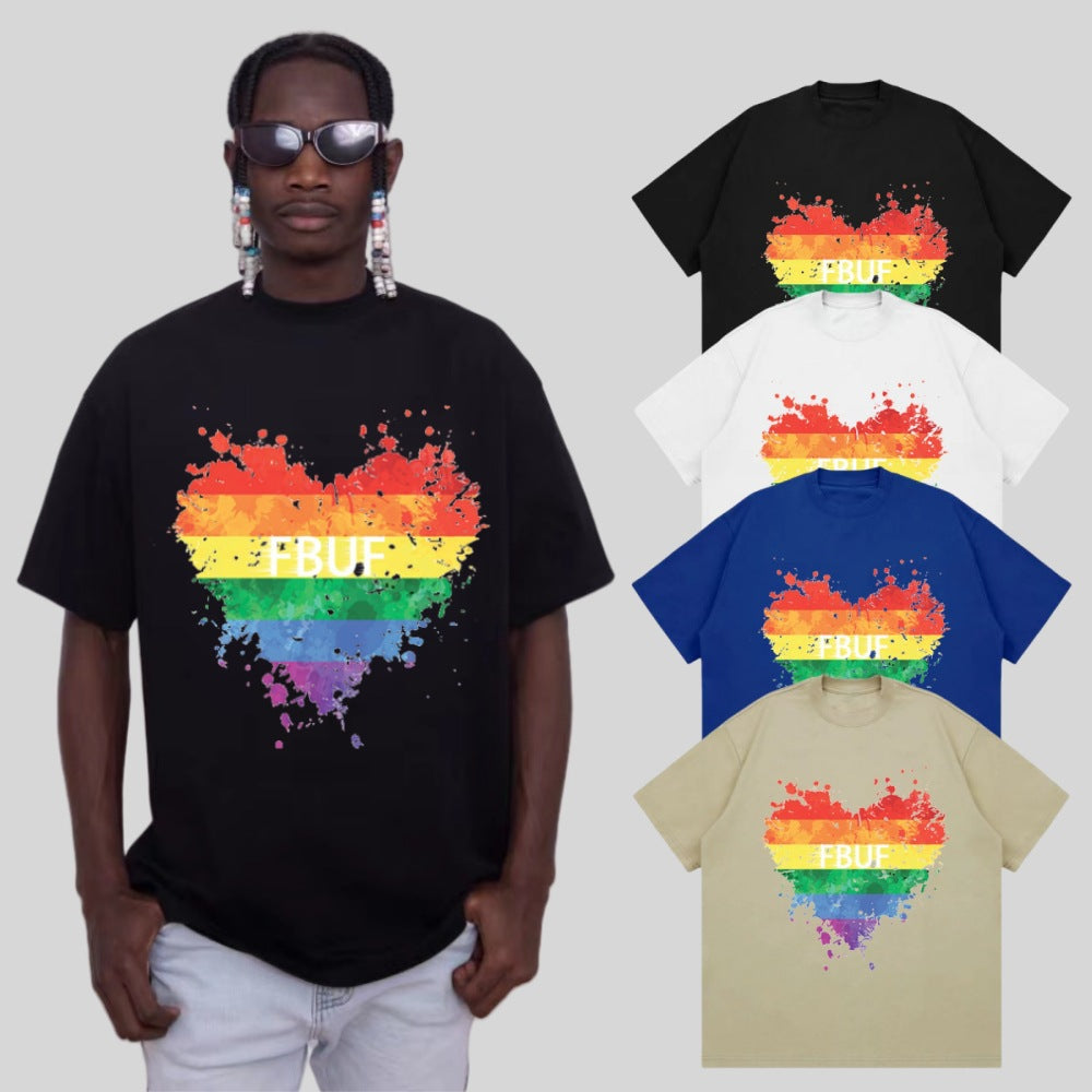 Rainbow Heart Print Tee