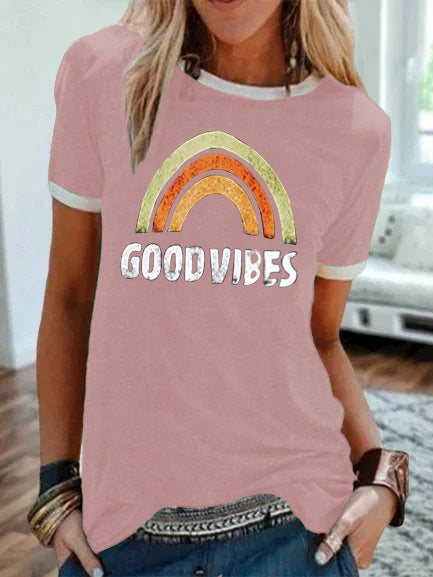 Good Vibes Rainbow Graphic Tee