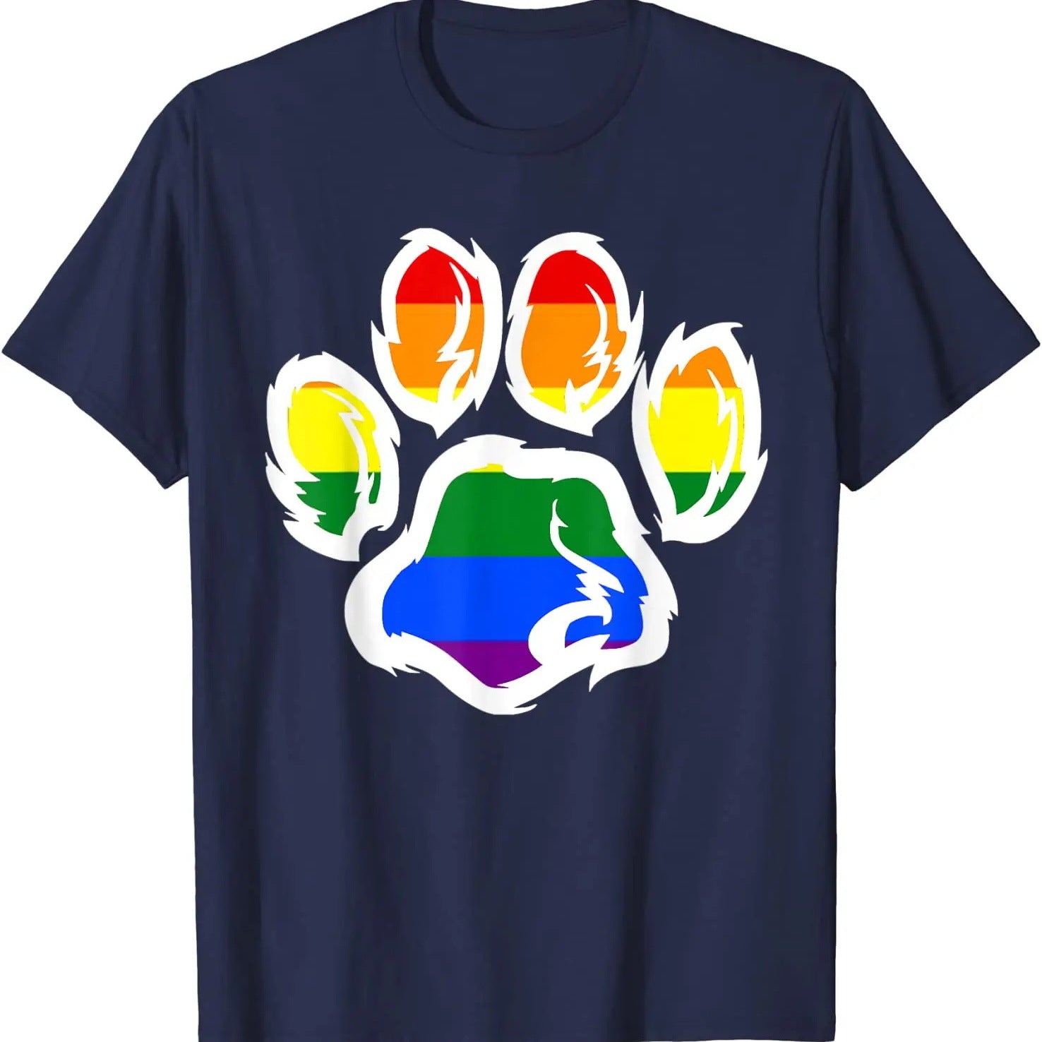 Rainbow Paw Print Cotton Tee