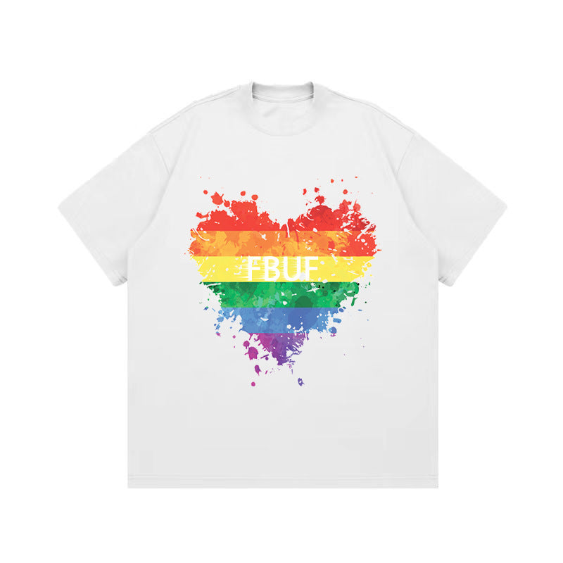 Rainbow Heart Print Tee