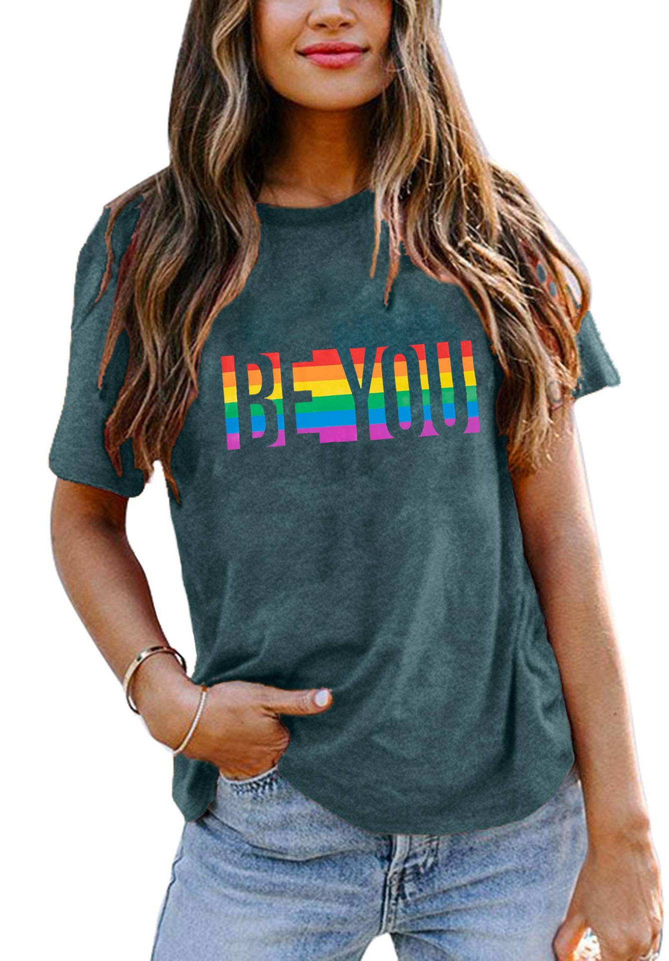 Rainbow Print Cotton Tee