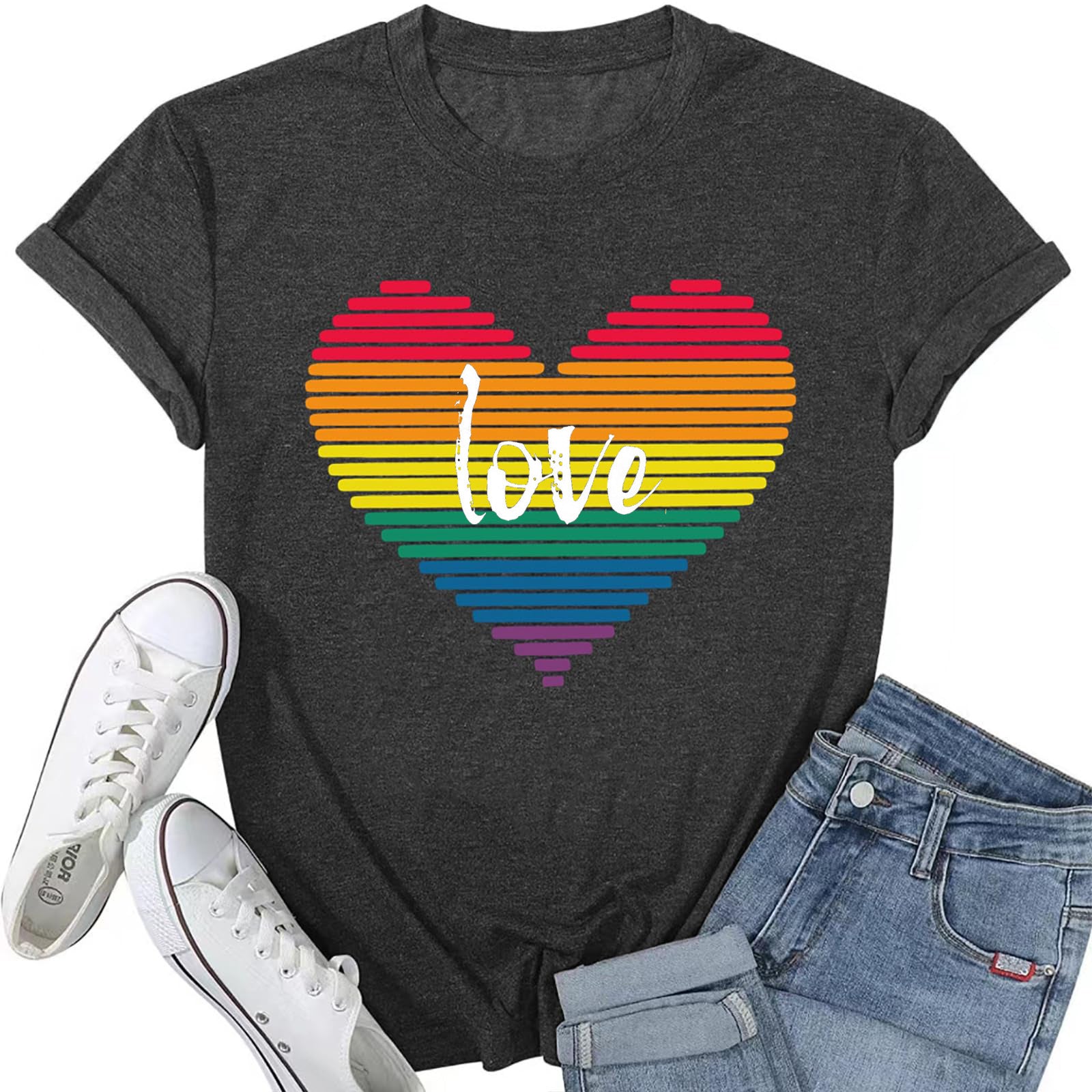 Rainbow Print Cotton Tee