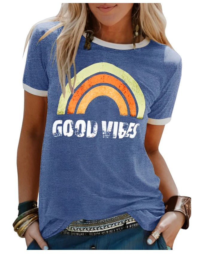 Good Vibes Rainbow Graphic Tee