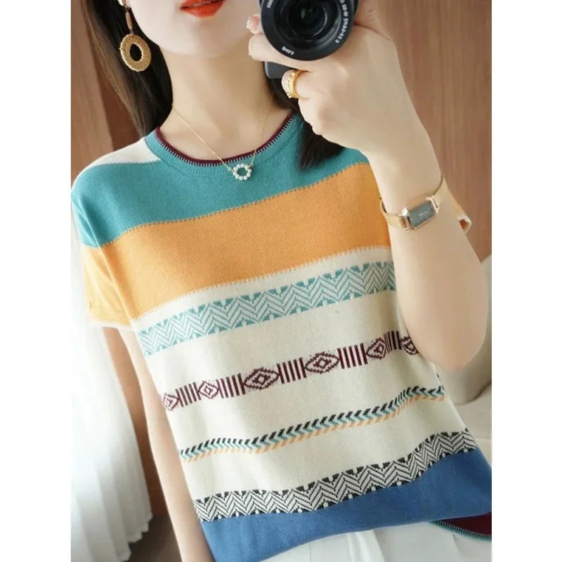 Rainbow Knit Stripe Top