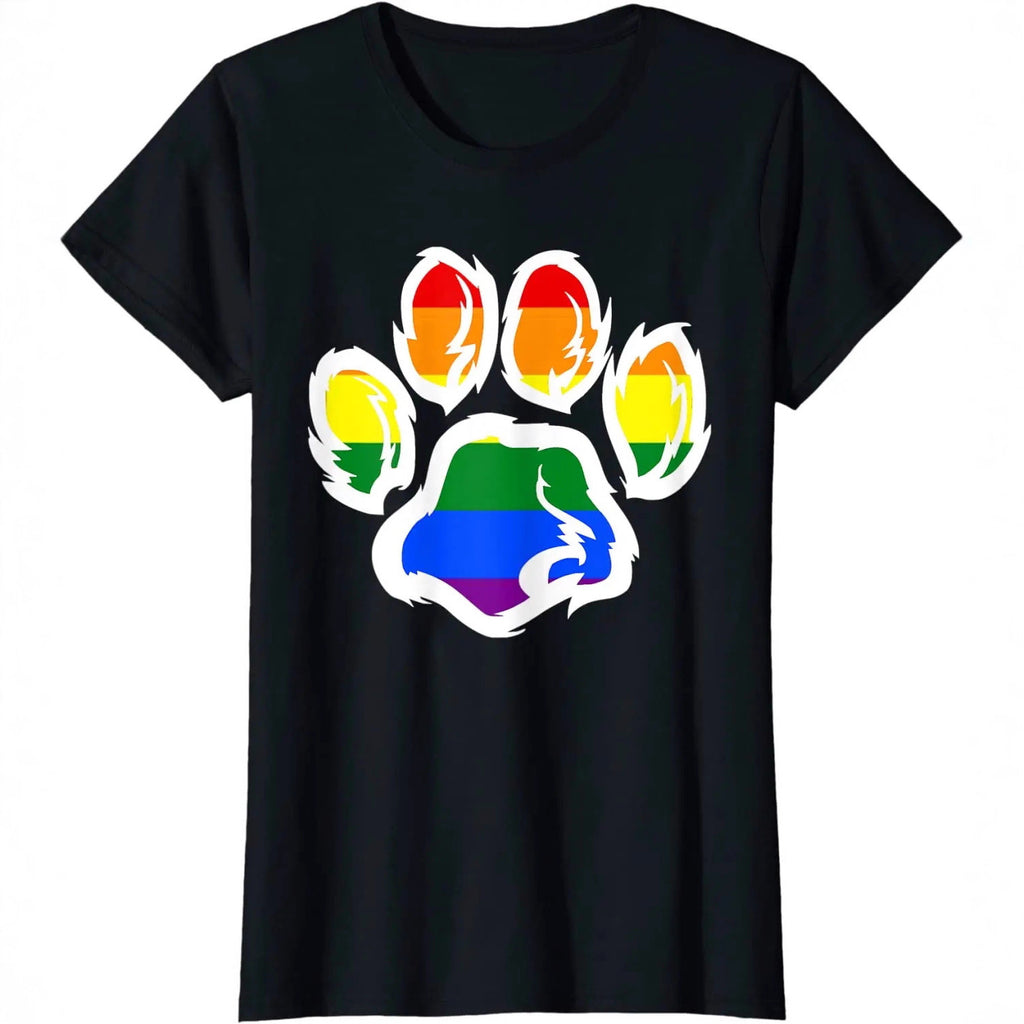 Rainbow Paw Print Cotton Tee