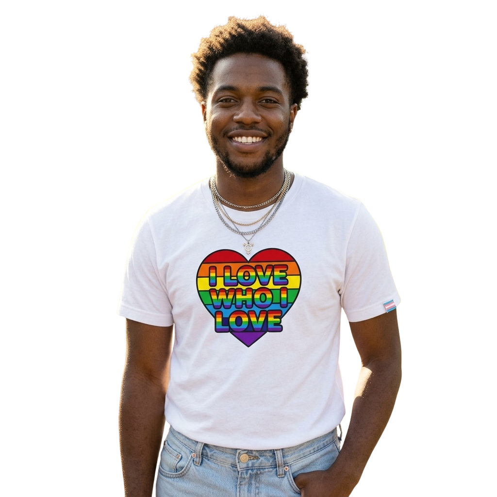 LGBTQ+ Rainbow Heart Tee — “I Love Who I Love” Women's Fitted Shirt