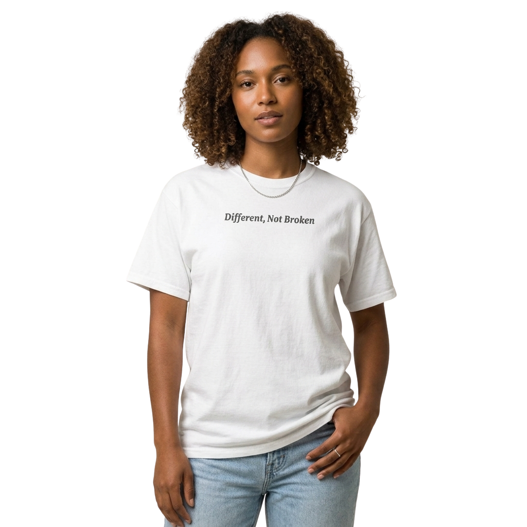 Different, Not Broken l White T‑Shirt